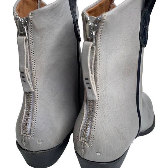Free People Wesley Ankle Boots Gray Black Leather - Picture 5 of 6